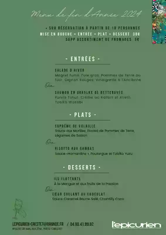 Menus groupes de fin d'année - L'Epicurien - restaurant CRESTET - Restaurant traditionnel