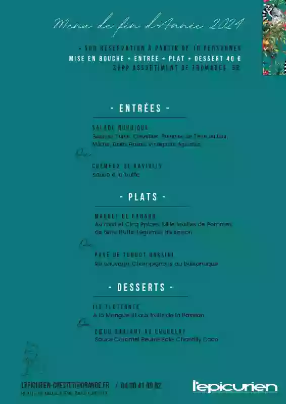 Menus groupes de fin d'année - L'Epicurien - restaurant CRESTET - meilleur restaurant CRESTET